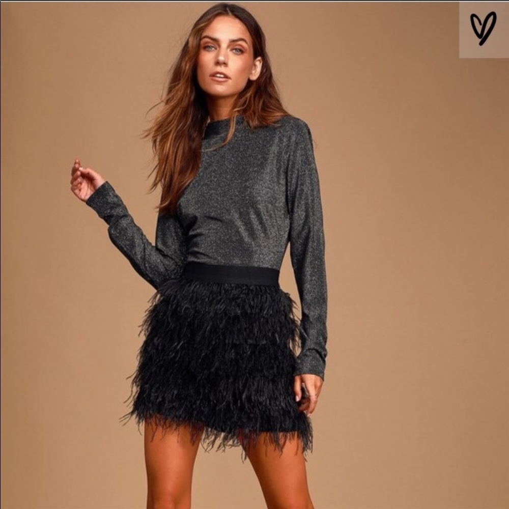 Vince Camuto Feather Mini Skirt